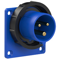 IEC 60309 Wall Panel Inlet Straight Type, IP67 Rated, 20A 250V, 16A 220-250V, 6H
